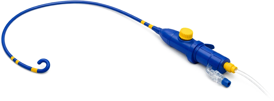Render of a catheter system with handle and laser-cut shaft