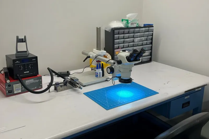 Prototyping station with microscope and curing equipment