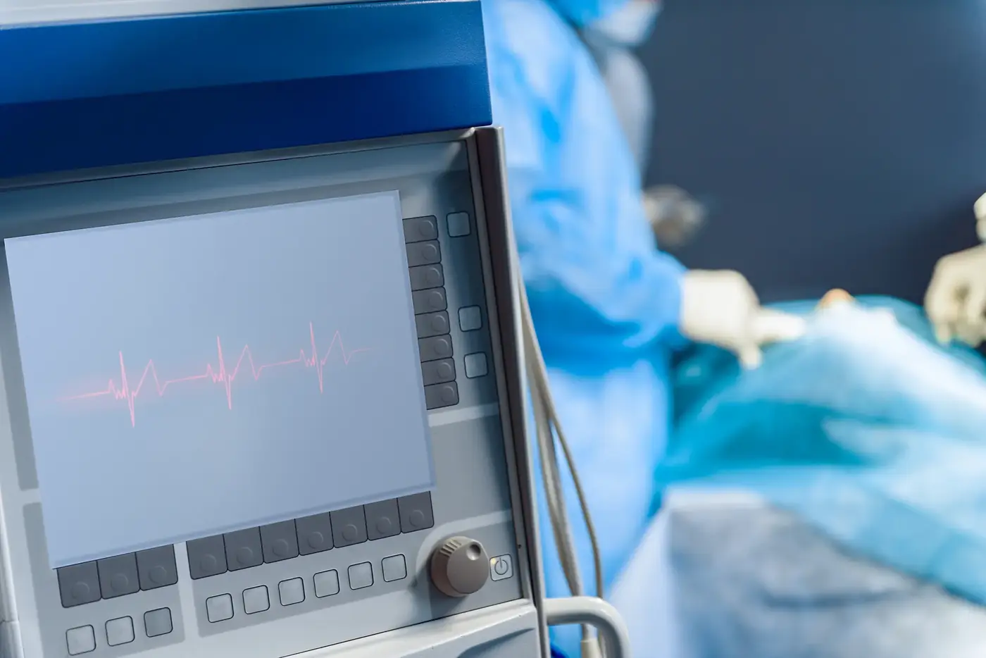 Procedure room monitor showing an interventional case
